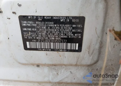 2015 Subaru Forester 2.5I Premium z USA, uszkodzony, nr VIN JF2SJADC0FH597372